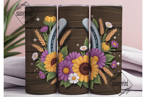 Rustic Floral Horseshoe 20oz Tumbler Sublimation sassyprint 