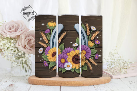 Rustic Floral Horseshoe 20oz Tumbler Sublimation sassyprint 