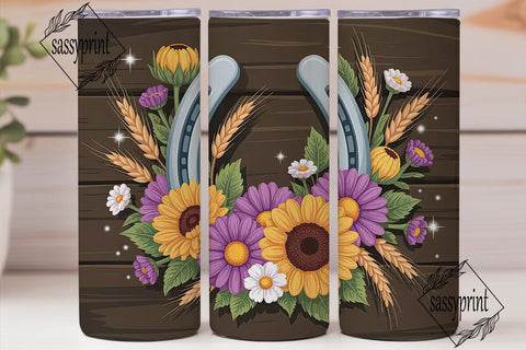 Rustic Floral Horseshoe 20oz Tumbler Sublimation sassyprint 