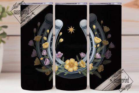 Rustic Floral Horseshoe 20oz Tumbler Sublimation sassyprint 