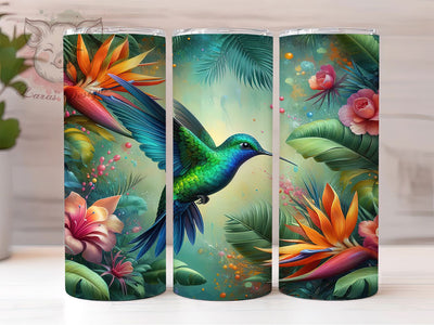 Rustic Floral Hummingbird Tumbler, Nature Bird Tumbler, Rustic Bird Wrap, Whimsical Hummingbird Wrap, Flower Bird Wrap, Sublimation Design, Trendy Gift Idea Sublimation Lara' s Designs 