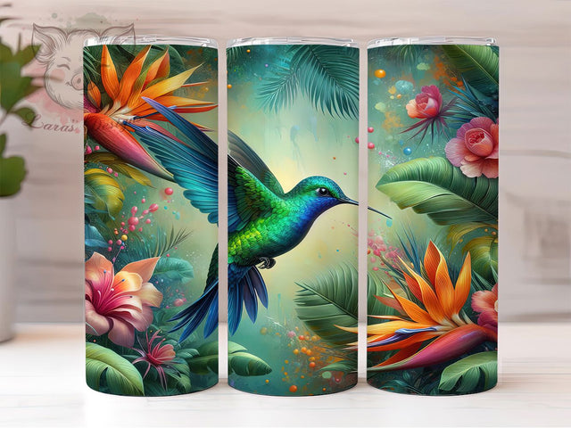 Rustic Floral Hummingbird Tumbler, Nature Bird Tumbler, Rustic Bird Wrap, Whimsical Hummingbird Wrap, Flower Bird Wrap, Sublimation Design, Trendy Gift Idea Sublimation Lara' s Designs 