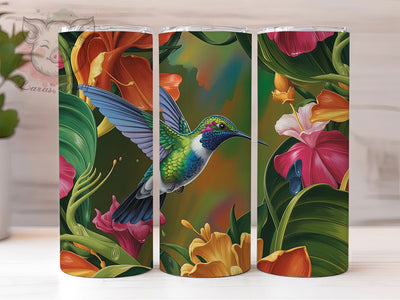 Rustic Floral Hummingbird Tumbler, Nature Bird Tumbler, Rustic Bird Wrap, Whimsical Hummingbird Wrap, Flower Bird Wrap, Sublimation Design, Trendy Gift Idea Sublimation Lara' s Designs 