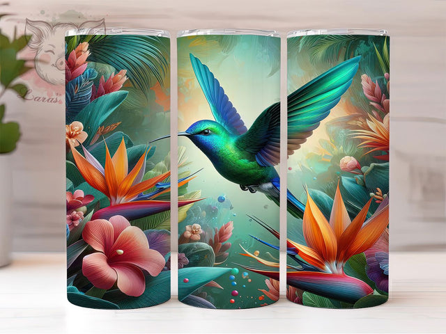 Rustic Floral Hummingbird Tumbler, Nature Bird Tumbler, Rustic Bird Wrap, Whimsical Hummingbird Wrap, Flower Bird Wrap, Sublimation Design, Trendy Gift Idea Sublimation Lara' s Designs 