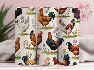 Rustic Floral Rooster Chicken Tumbler, Floral Farm Tumbler, Rustic Rooster Wrap, Whimsical Chicken Wrap, Country Farm Animal Wrap, Sublimation Design, Trendy Gift Idea Sublimation Li Zamperini 