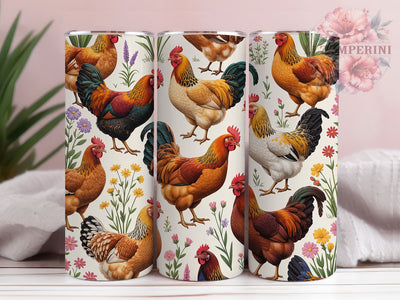 Rustic Floral Rooster Chicken Tumbler, Floral Farm Tumbler, Rustic Rooster Wrap, Whimsical Chicken Wrap, Country Farm Animal Wrap, Sublimation Design, Trendy Gift Idea Sublimation Li Zamperini 