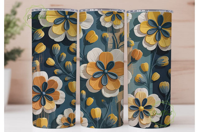 Rustic Floral Tumbler Wrap Sublimation PixelChick 