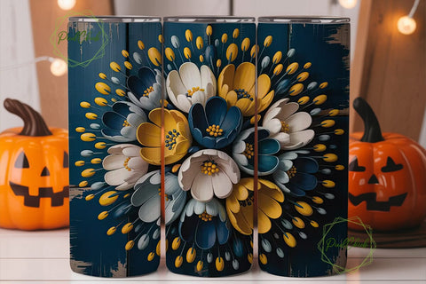 Rustic Floral Tumbler Wrap Sublimation PixelChick 