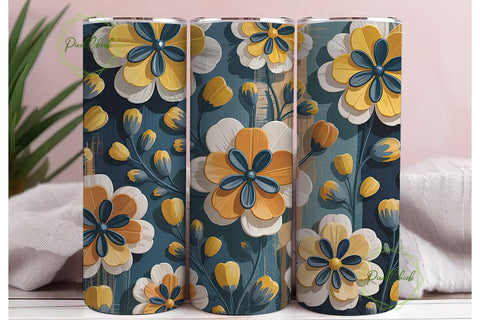 Rustic Floral Tumbler Wrap Sublimation PixelChick 