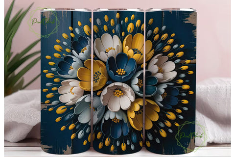 Rustic Floral Tumbler Wrap Sublimation PixelChick 