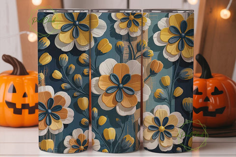 Rustic Floral Tumbler Wrap Sublimation PixelChick 