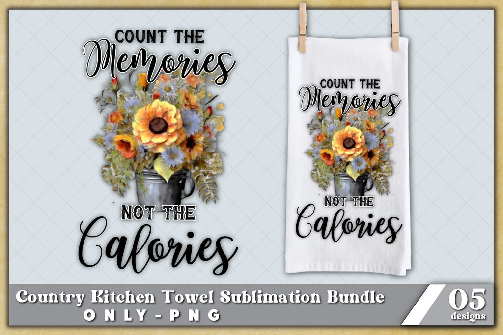 Rustic Flowers in Buckets Kitchen Towel Sublimation Bundle - Kitchen ...
