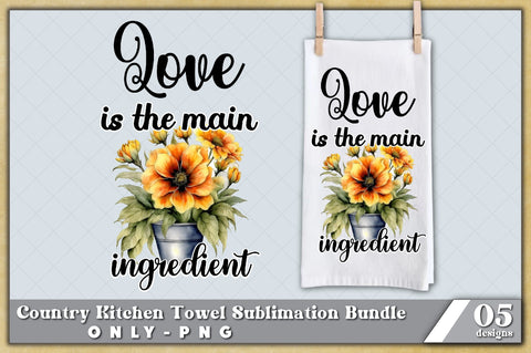 Rustic Flowers in Buckets Kitchen Towel Sublimation Bundle - Kitchen Towel Sublimation Designs - Rustic Country Floral Kitchen Designs Sublimation Jagonath Roy 