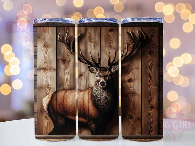 Rustic Forest Deer Tumbler, Forest Wildlife Pattern, Rustic Deer Design, 20Oz Sublimation Wrap, Outdoor Deer Art, Woodland Texture, Tumbler Sublimation Sublimation SvggirlplusArt 