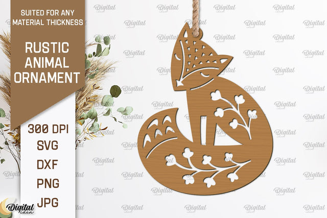 Rustic Fox Ornament Laser Cut. Animals SVG Design SVG Evgenyia Guschina 
