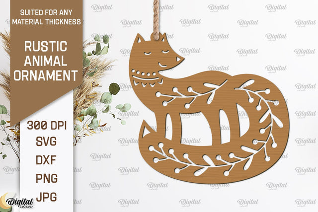 Rustic Fox Ornament Laser Cut. Animals SVG Design SVG Evgenyia Guschina 