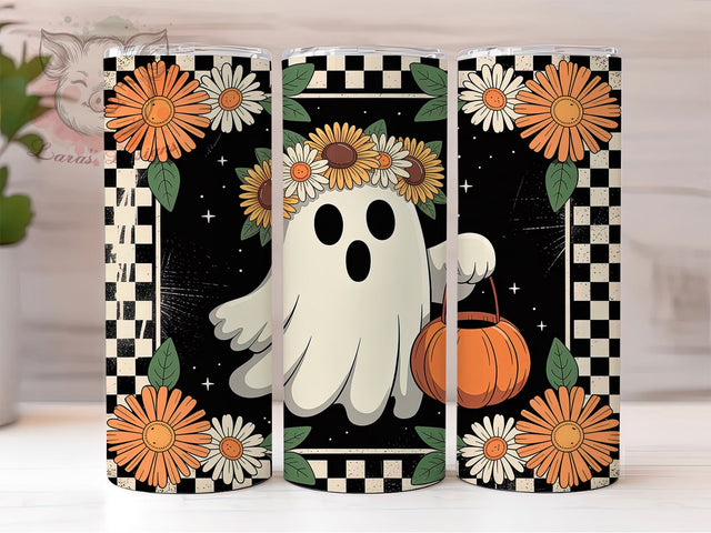 Rustic Ghost Pumpkin Halloween Tumbler, Pumpkin Cup Wrap, 20Oz Sublimation, Halloween Farmhouse Drinkware, Vintage Fall Tumbler, Spooky Rustic Cup Design, Autumn Ghost Print Sublimation Lara' s Designs 