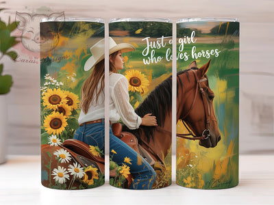 Rustic Girl Horse Lover Tumbler, Girl Horse Tumbler, Rustic Horse Wrap, Whimsical Horse Wrap, Country Horse Wrap, Sublimation Design, Trendy Gift Idea Sublimation Lara' s Designs 