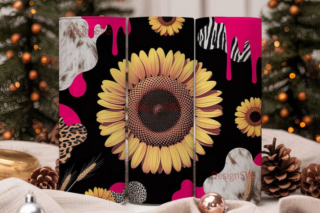Rustic Glam Sunflower 20oz Tumbler Wrap Sublimation DesignSVG 
