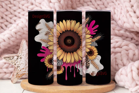 Rustic Glam Sunflower 20oz Tumbler Wrap Sublimation DesignSVG 