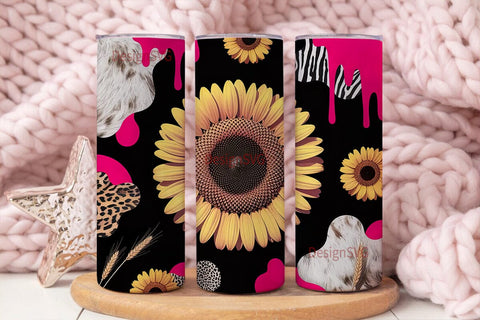 Rustic Glam Sunflower 20oz Tumbler Wrap Sublimation DesignSVG 
