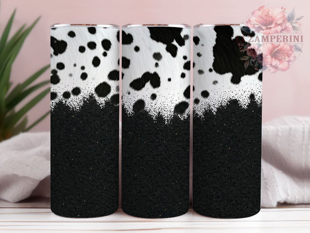 Rustic Glitter Cowhide Tumbler Wrap, 20oz Sublimation Wrap, Western Style Tumbler, Black And White Cow Print, License Plate Tumbler, Rustic Glitter Wrap Sublimation Li Zamperini 