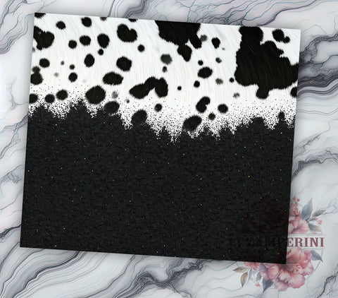 Rustic Glitter Cowhide Tumbler Wrap, 20oz Sublimation Wrap, Western Style Tumbler, Black And White Cow Print, License Plate Tumbler, Rustic Glitter Wrap Sublimation Li Zamperini 