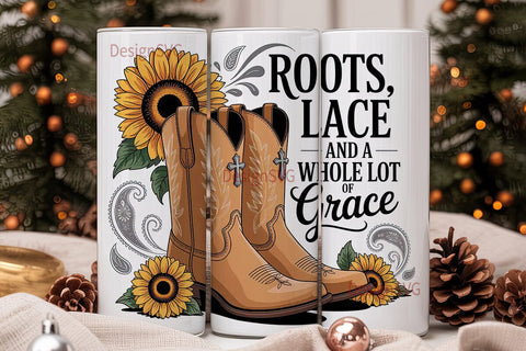 Rustic Grace Cowboy Boots 20oz Tumbler Sublimation DesignSVG 
