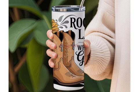 Rustic Grace Cowboy Boots 20oz Tumbler Sublimation DesignSVG 