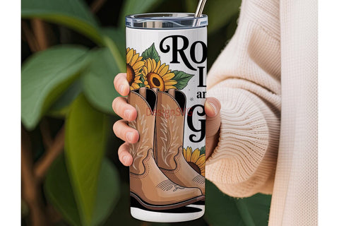 Rustic Grace Cowboy Boots 20oz Tumbler Sublimation DesignSVG 