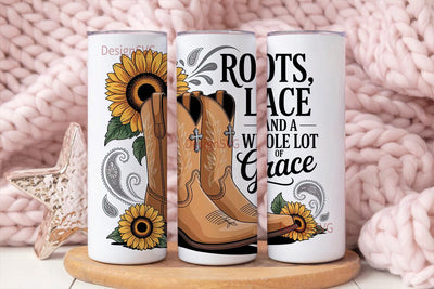 Rustic Grace Cowboy Boots 20oz Tumbler Sublimation DesignSVG 