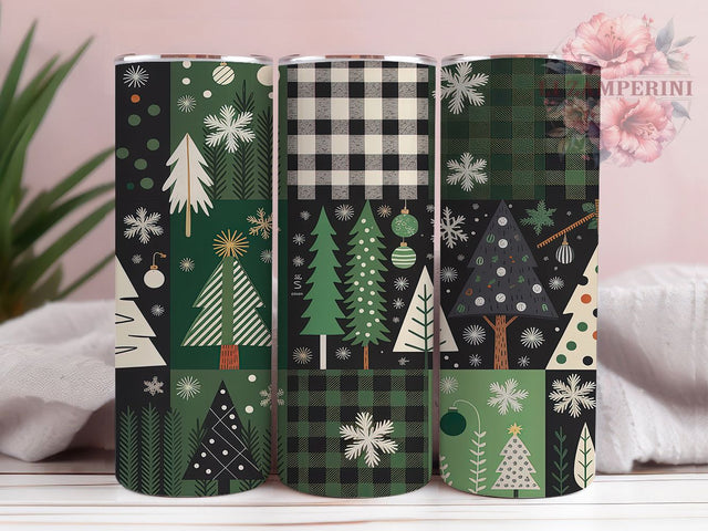 Rustic Green Christmas Trees Tumbler, Country Holiday Wrap, 20Oz Skinny Tumbler, Rustic Christmas Sublimation, Farmhouse Holiday Tree Design, Cozy Winter Forest Tumbler, Festive Country Wrap Sublimation Li Zamperini 