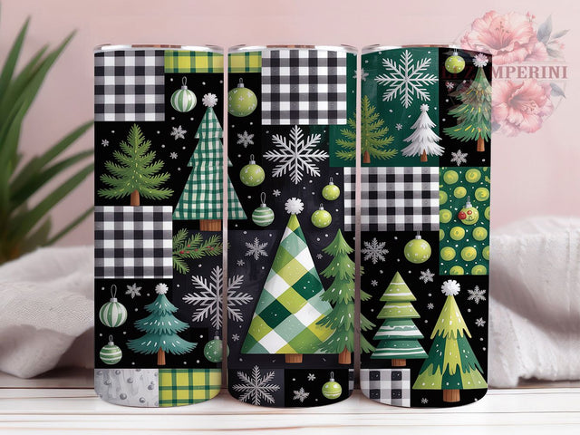 Rustic Green Christmas Trees Tumbler, Country Holiday Wrap, 20Oz Skinny Tumbler, Rustic Christmas Sublimation, Farmhouse Holiday Tree Design, Cozy Winter Forest Tumbler, Festive Country Wrap Sublimation Li Zamperini 