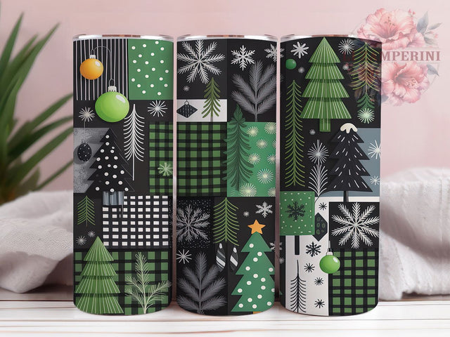 Rustic Green Christmas Trees Tumbler, Country Holiday Wrap, 20Oz Skinny Tumbler, Rustic Christmas Sublimation, Farmhouse Holiday Tree Design, Cozy Winter Forest Tumbler, Festive Country Wrap Sublimation Li Zamperini 