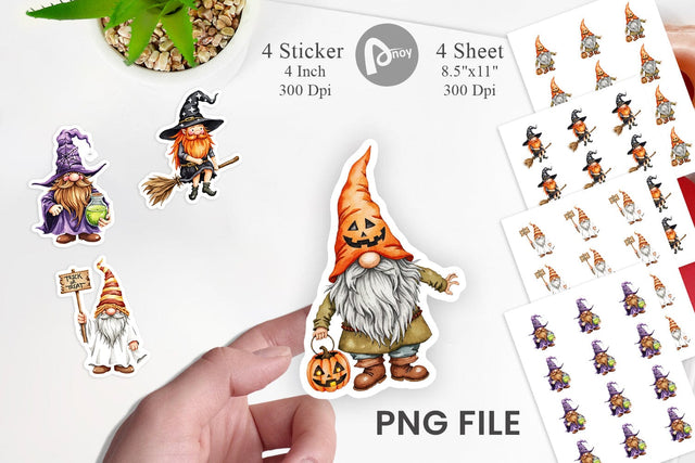 Rustic Halloween Gnomes Sticker Sublimation artnoy 