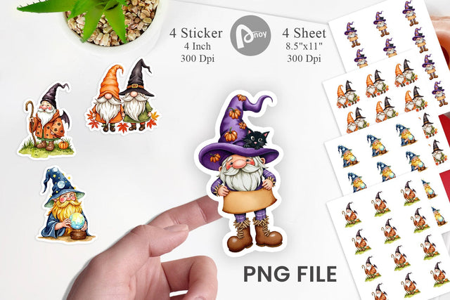 Rustic Halloween Gnomes Sticker Sublimation artnoy 