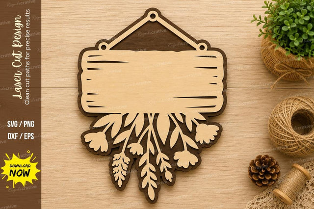 Rustic Hanging Wooden Sign Laser Cut SVG Design SVG Regulrcrative 