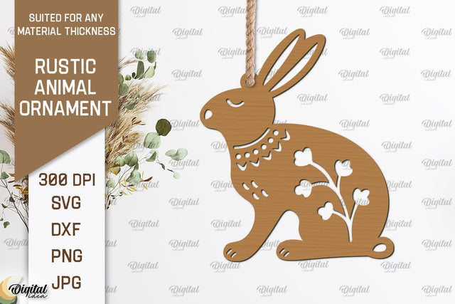 Rustic Hare Ornament Laser Cut. Animals SVG Design SVG Evgenyia Guschina 