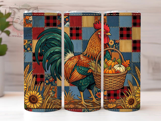 Rustic Harvest Rooster 20oz Tumbler, Rustic Harvest, Harvest Rooster, Rooster Tumbler, 20oz Tumbler, Rustic Rooster, Farmhouse Tumbler, Tumbler Wrap Sublimation Lara' s Designs 