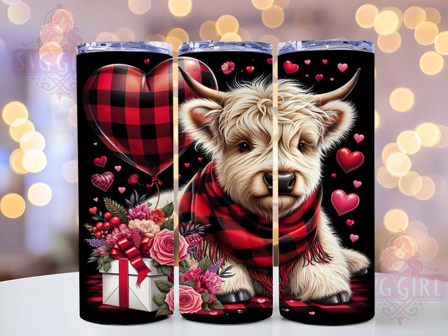 Rustic Heart Highland Cow Valentine Tumbler, Hearts Love Pattern, Rustic Cow Design, 20Oz Sublimation Wrap, Romantic Cow Art, Country Heart Texture, Tumbler Sublimation Sublimation SvggirlplusArt 