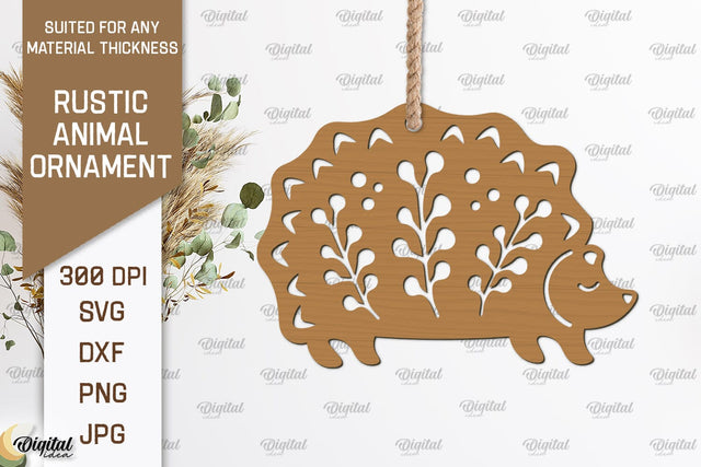 Rustic Hedgehog Ornament Laser Cut. Animals SVG Design SVG Evgenyia Guschina 
