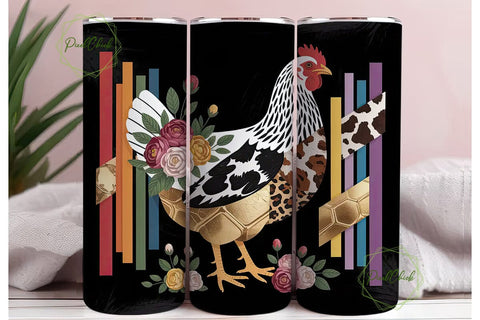 Rustic Hen 20oz Tumbler Wrap Sublimation PixelChick 