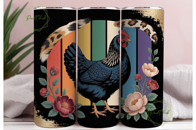 Rustic Hen 20oz Tumbler Wrap Sublimation PixelChick 