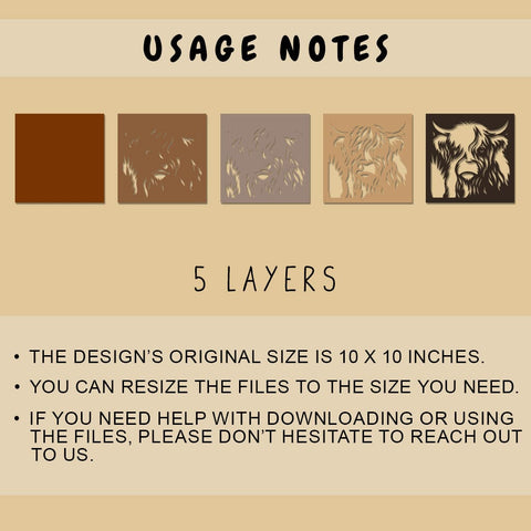 Rustic Highland Cow 3D Shadow Box SVG, Layered Cow Paper Cut Template, Cow Silhouette Laser Cut, Farmhouse Wall Art SVG Png Eps Dxf SVG HappyDesignStudio 