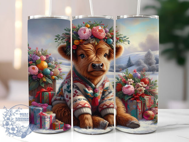 Rustic Highland Cow Christmas Tumbler, Festive Holiday Wrap, 20oz Tumbler Sublimation, Cute Farm Animal Design, Cozy Winter Vibes Sublimation, Rustic Country Christmas Tumbler, Holiday Drinkware Wrap Sublimation ToriDesigns 