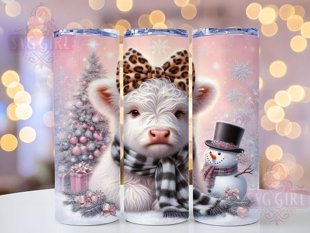 Rustic Highland Cow Christmas Tumbler, Snowman Seamless Wrap, 20oz Tumbler Sublimation, Festive Farmhouse Design, Rustic Holiday Sublimation, Winter Cow Tumbler, Country Christmas Wrap Sublimation SvggirlplusArt 