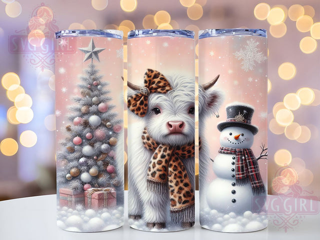 Rustic Highland Cow Christmas Tumbler, Snowman Seamless Wrap, 20oz Tumbler Sublimation, Festive Farmhouse Design, Rustic Holiday Sublimation, Winter Cow Tumbler, Country Christmas Wrap Sublimation SvggirlplusArt 