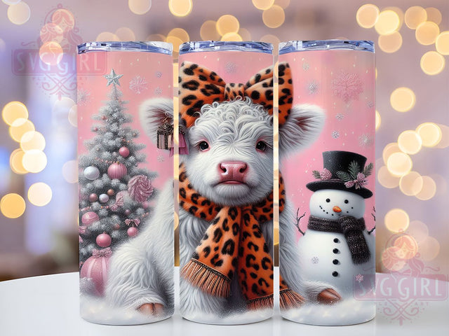 Rustic Highland Cow Christmas Tumbler, Snowman Seamless Wrap, 20oz Tumbler Sublimation, Festive Farmhouse Design, Rustic Holiday Sublimation, Winter Cow Tumbler, Country Christmas Wrap Sublimation SvggirlplusArt 