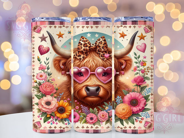 Rustic Highland Cow Tumbler Wrap, Western Cowhide Wrap, Rustic Farm Mug, Country Style Tumbler, Longhorn Cow Cup, Cowboy Theme Design, Sublimation Tumbler Wrap Sublimation SvggirlplusArt 