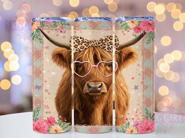 Rustic Highland Cow Tumbler Wrap, Western Cowhide Wrap, Rustic Farm Mug, Country Style Tumbler, Longhorn Cow Cup, Cowboy Theme Design, Sublimation Tumbler Wrap Sublimation SvggirlplusArt 